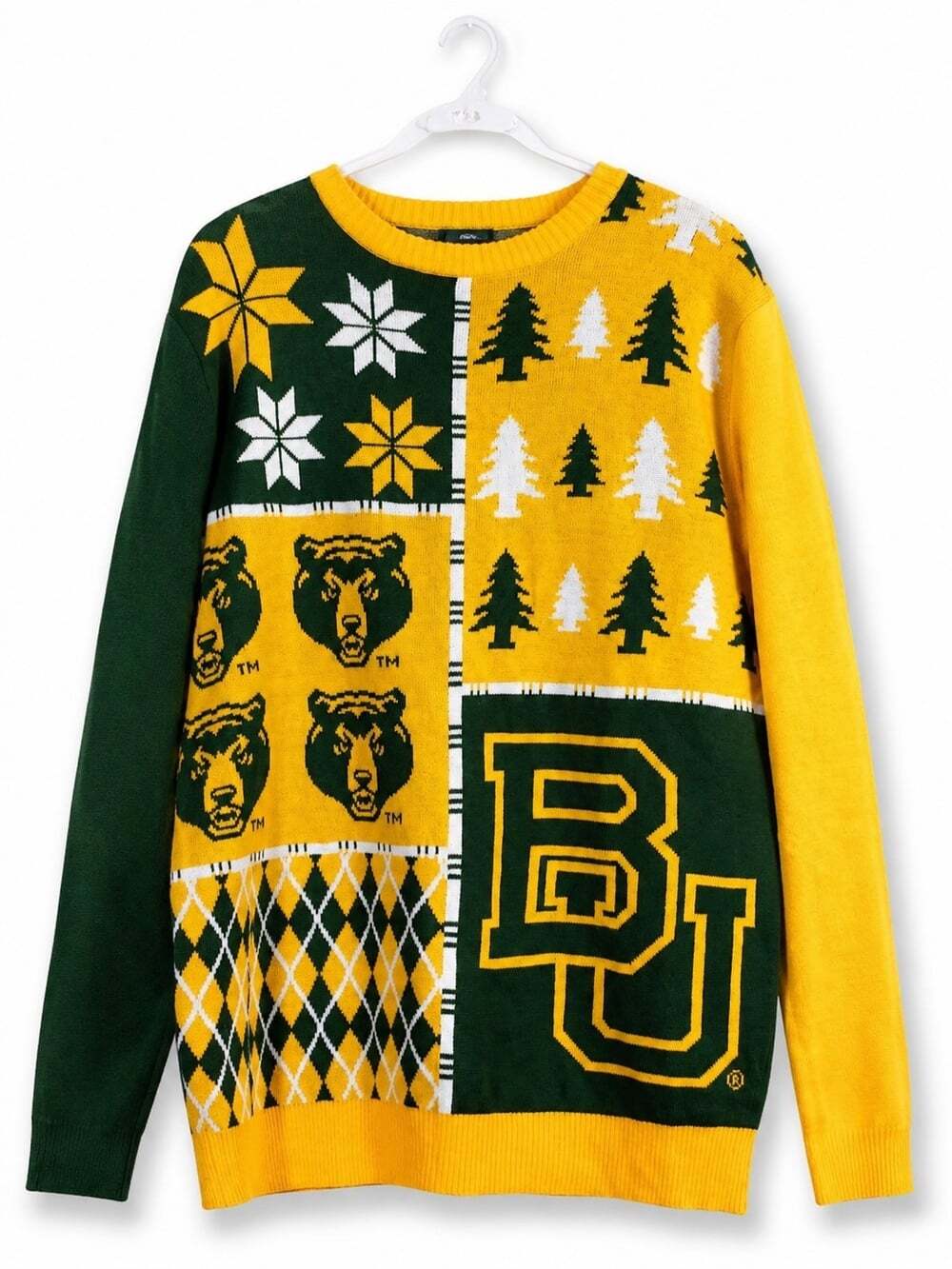 NWT Baylor Bears Men's Busy Block Christmas Sweater Large New NCAA L300 College
